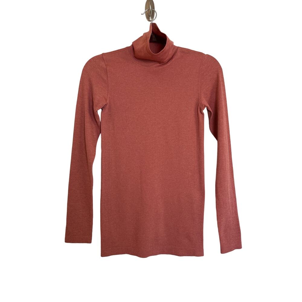 Lululemon Yin Vibes Turtleneck Size 6 Copper Clay Sweat Wicking Long Sleeves